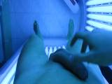 Orgasm in tanning bed